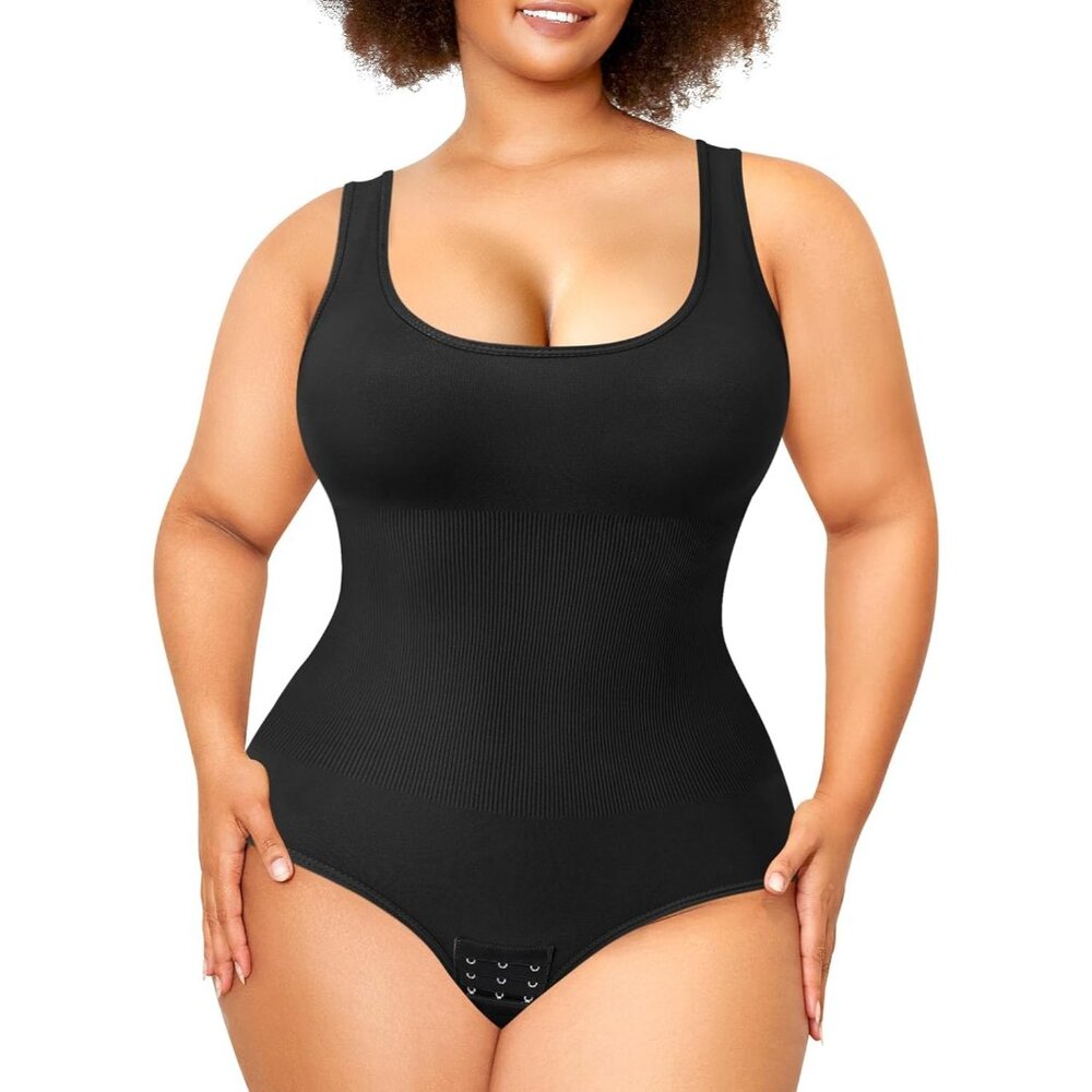 Women's Black Plus Size Seamless Body Suit Sleeveless Going Out Tops